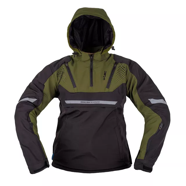 Férfi softshell motoros kabát W-TEC Annorack, AirVent szellőzés, visionight fényvisszaverő elemek, kivehető CE-védők - fekete - khaki-fekete