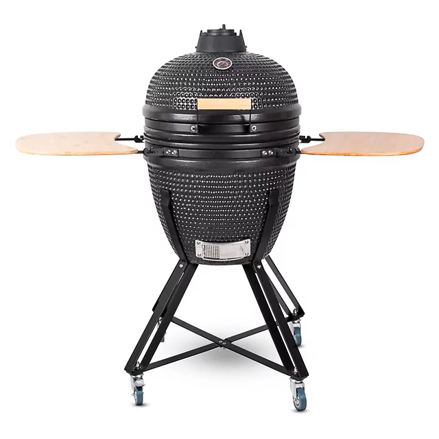 Kerámia kamado grill inSPORTline Pyrexo 21", kerámia belső héj, tartós hőteljesítmény, beépített hőmérő, hatékony szén-fogyasztás