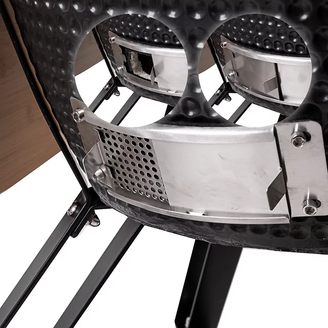 Kerámia kamado grill inSPORTline Pyrexo 21", kerámia belső héj, tartós hőteljesítmény, beépített hőmérő, hatékony szén-fogyasztás