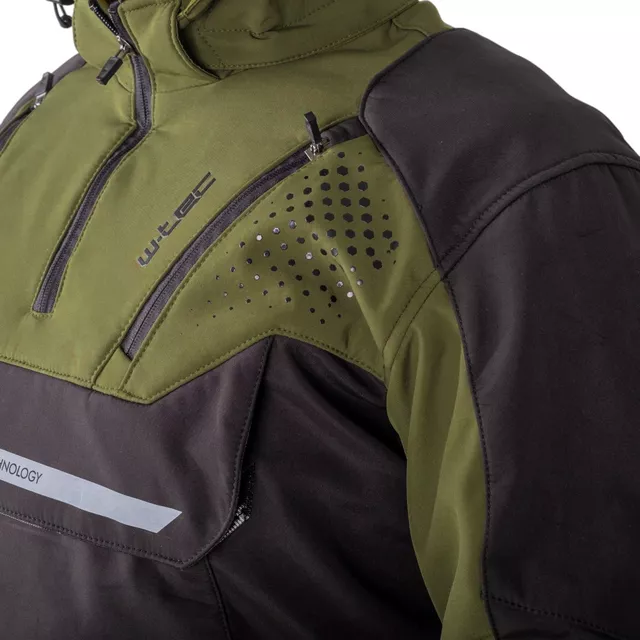 Férfi softshell motoros kabát W-TEC Annorack, AirVent szellőzés, visionight fényvisszaverő elemek, kivehető CE-védők - fekete