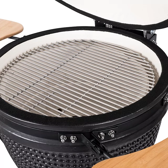 Kerámia kamado grill inSPORTline Pyrexo 21", kerámia belső héj, tartós hőteljesítmény, beépített hőmérő, hatékony szén-fogyasztás