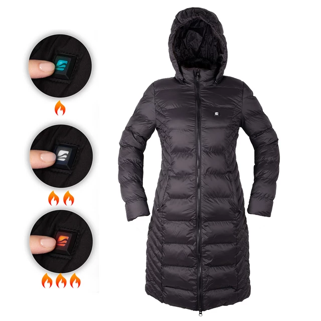 Fűthető női kabát inSPORTline WARMatera - fekete