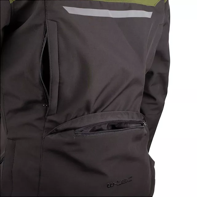 Férfi softshell motoros kabát W-TEC Annorack, AirVent szellőzés, visionight fényvisszaverő elemek, kivehető CE-védők - fekete