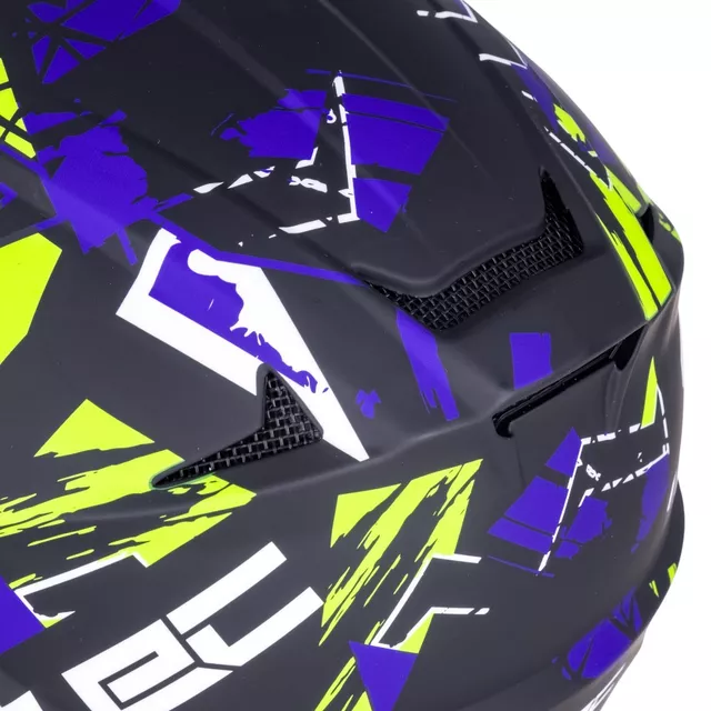 Downhill sisak W-TEC Richpike, aerodinamikus forma, 14 szellőzőnyílás, dupla D-gyűrűk - Zöld & Kék Őrület