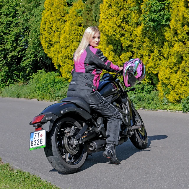 Női softshell motoros kabát W-TEC Alenalla - fekete-rózsaszín