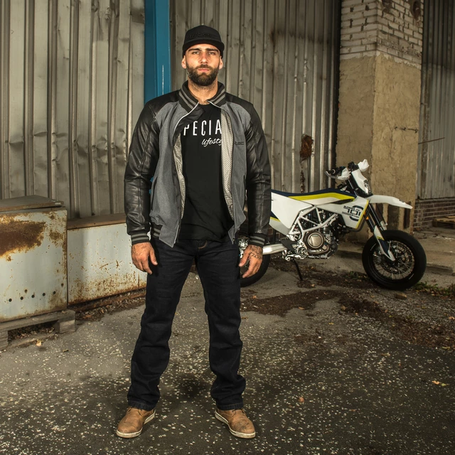 Férfi motoros kabát W-TEC Janchee - fekete-szürke