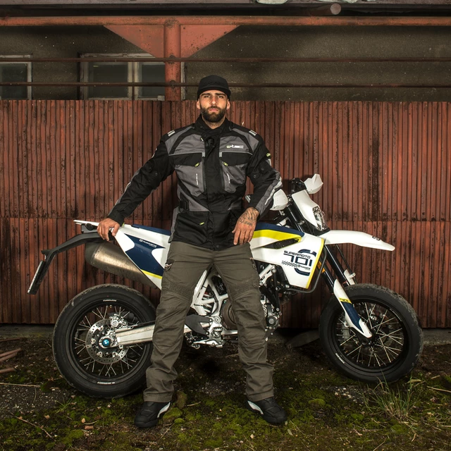 Férfi motoros kabát W-TEC GS-1613 - fekete-szürke-zöld