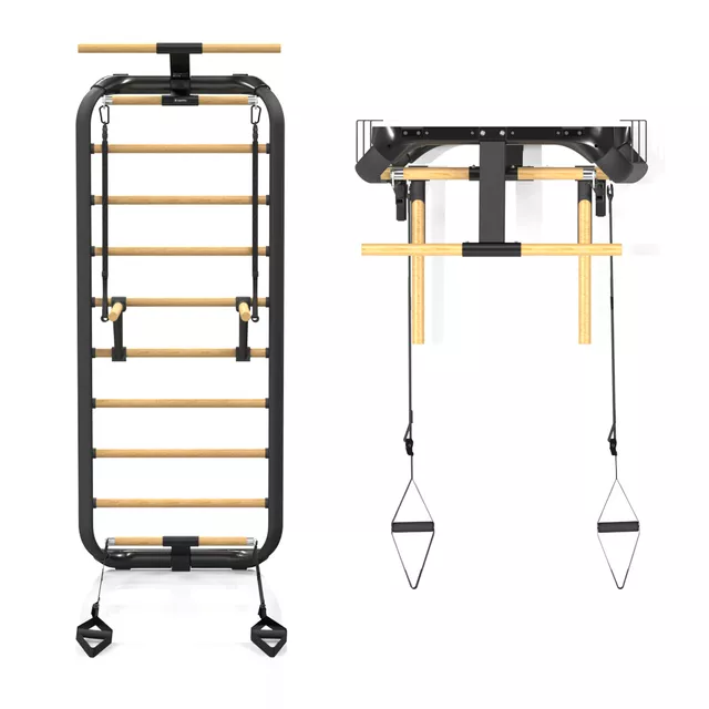 Bordásfal inSPORTline Wootkit 220×86 cm, 8 kör alakú lépcsőfok, falhoz rögzítés, könnyű karbantartás, egyszerű és gyors összeszerelés