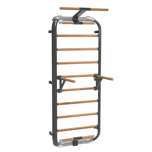 Bordásfal inSPORTline Wootkit 220×86 cm, 8 kör alakú lépcsőfok, falhoz rögzítés, könnyű karbantartás, egyszerű és gyors összeszerelés - szürke