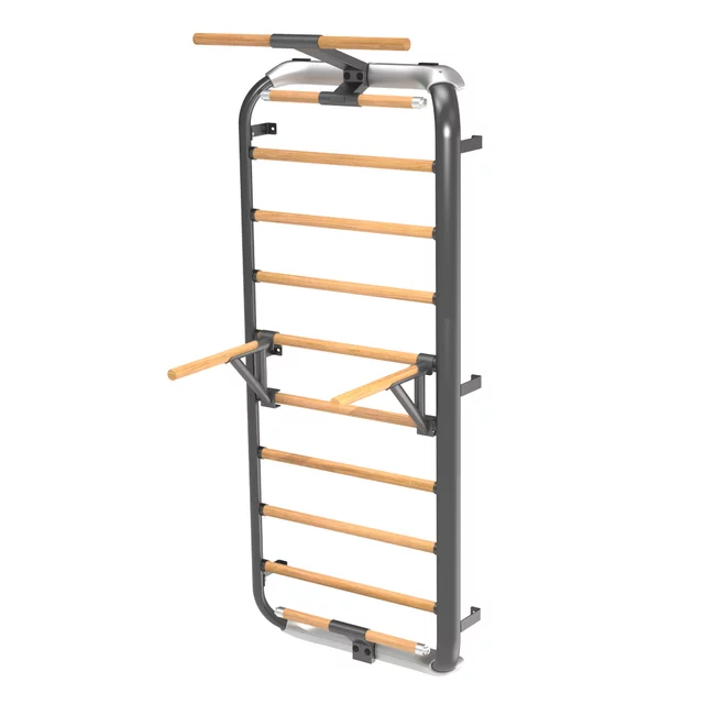 Bordásfal inSPORTline Wootkit 220×86 cm, 8 kör alakú lépcsőfok, falhoz rögzítés, könnyű karbantartás, egyszerű és gyors összeszerelés - szürke