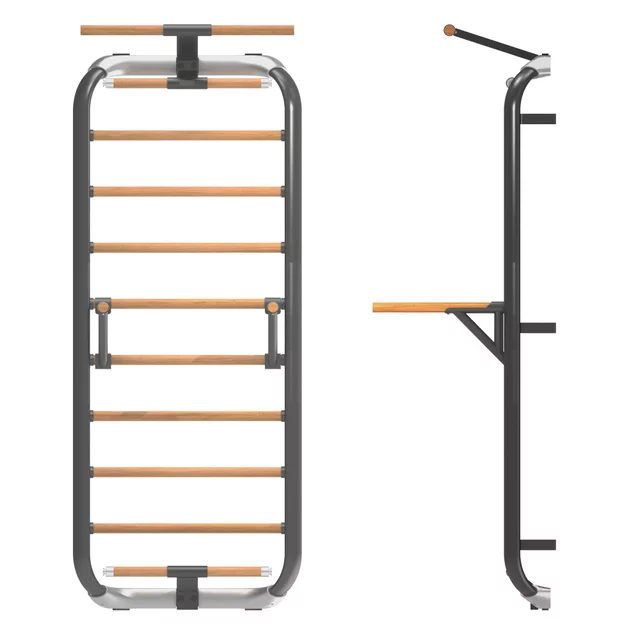 Bordásfal inSPORTline Wootkit 220×86 cm, 8 kör alakú lépcsőfok, falhoz rögzítés, könnyű karbantartás, egyszerű és gyors összeszerelés - szürke