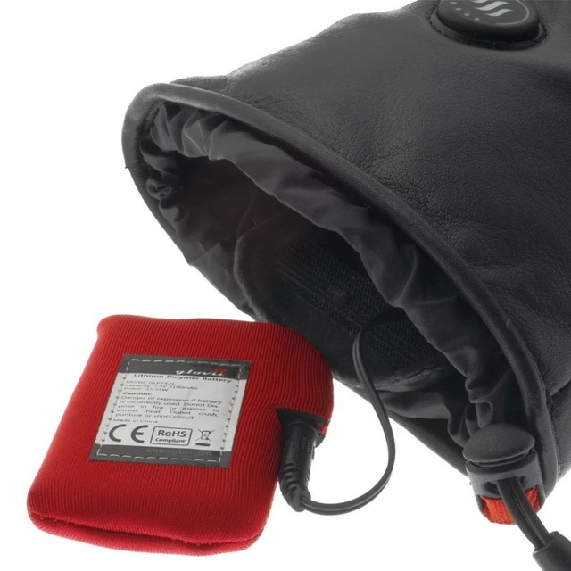 Bőr fűthető motoros és síkesztyű Glovii GS5 - fekete