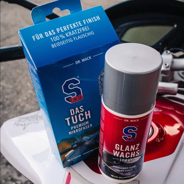 Motoros viasz spray S100  Glanz‑Wachs spray 250 ml, víz nélkül tisztít, taszítja a vizet, hosszú védelmet nyújt, jól tapad a felülethez