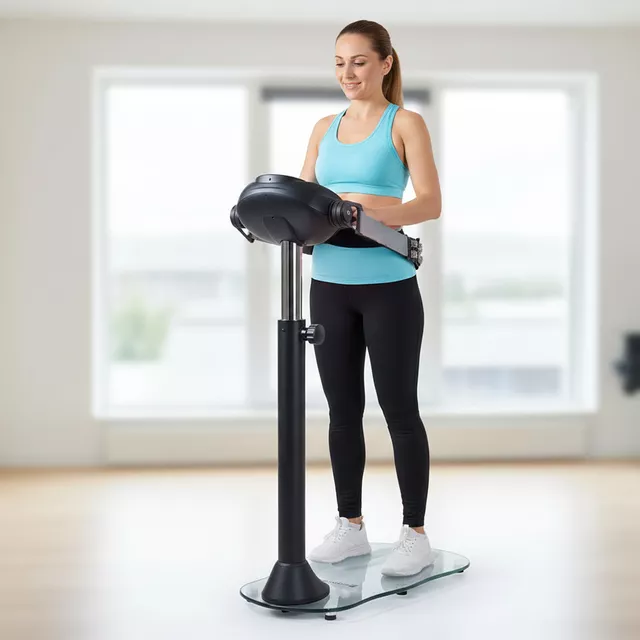 Rezgő masszázs öv inSPORTline TrimBelt, 20 fokozatú rezgésbeállítás, 9 masszázsprogram, 4 féle masszázs öv, üveg talapzat, csúszásmentes lábak