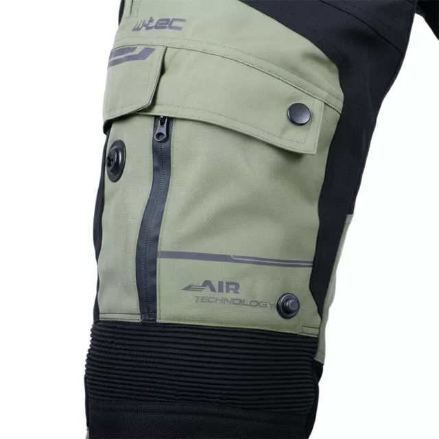 Motoros nadrág W-TEC Karmal, kivehető CE protektorok, Air Technology, Visionight fényvisszaverő elemek - fekete-olivazöld