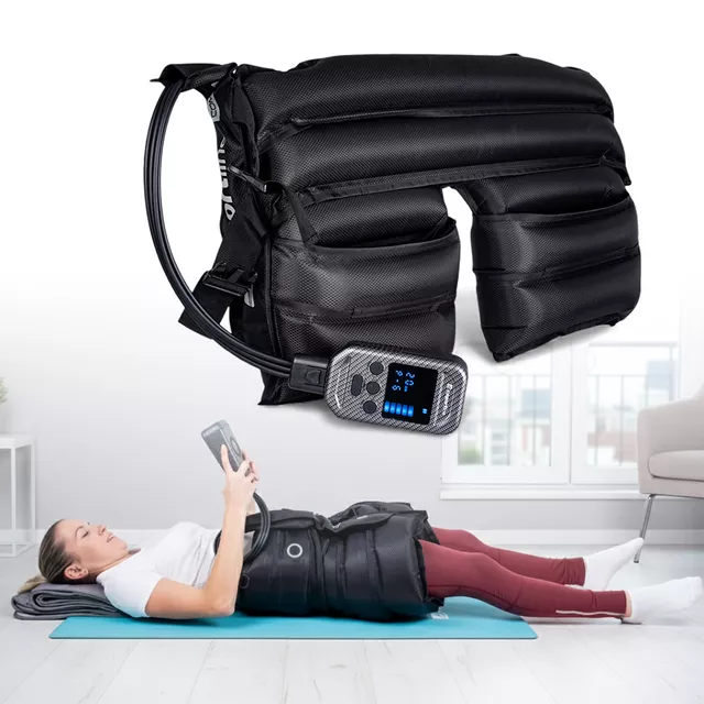 Kompressziós masszázsnadrág inSPORTline Complift, 5 légkamrával, 4 masszázsmóddal, 6 nyomásszinttel, praktikus hordozótáska, intuitív vezérlő