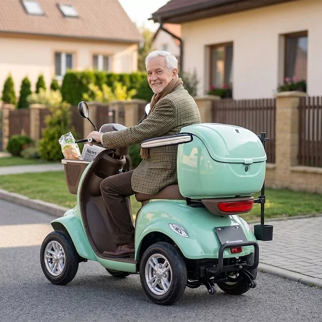 Négykerekű elektromos moped W-TEC Lubica II, LCD kijelző, 3 sebességi mód, tempomat, biztonsági riasztó - szürke