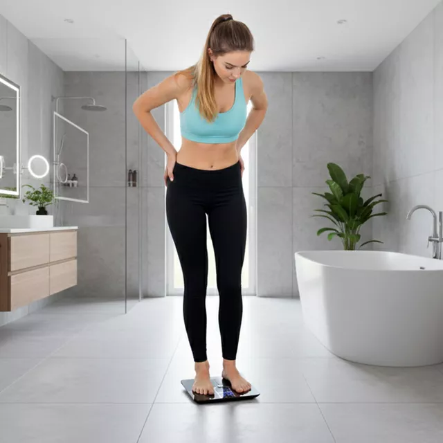 Intelligens személyi mérleg inSPORTline Syncale 100, könnyen olvasható kijelző, 17 különböző mérési mutató, akár 24 felhasználó - fekete