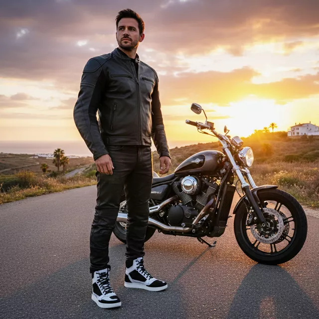 Motoros csizma W-TEC Bastige, megerősítés a váltó területén, fűzős rögzítés, fém fűzőlyukak, kényelmes neoprén szegély