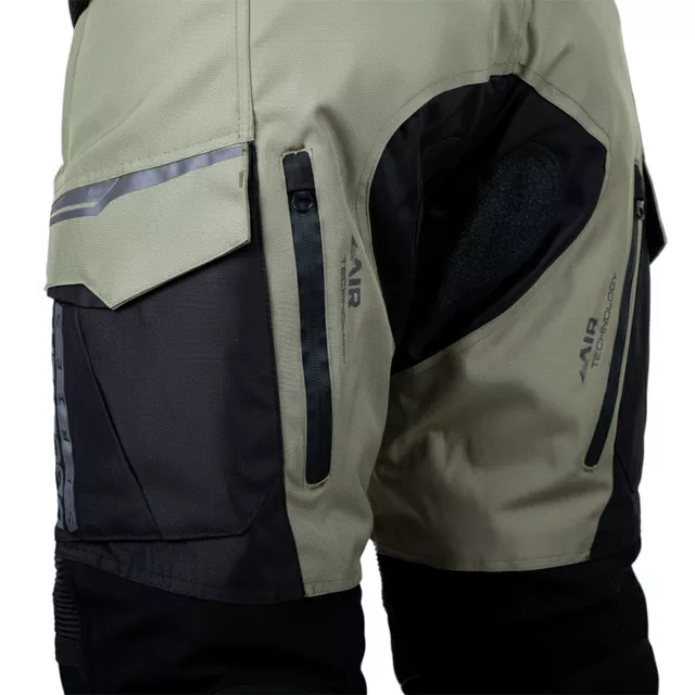 Motoros nadrág W-TEC Karmal, kivehető CE protektorok, Air Technology, Visionight fényvisszaverő elemek - fekete-olivazöld