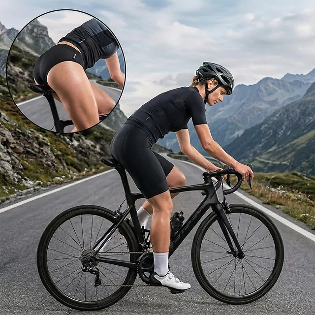 Női alsónemű gélbetéttel inSPORTline Nashka, hatékony ütéscsillapítás, gyors száradó anyag, légátesztő hálós anyag - fekete