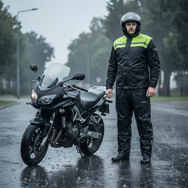 Motoros esőnadrág W-TEC Nowet, belső vízálló kivitel, megerősített anyag az ülés területén, rugalmas a derékrészen, húzózsinór derékrészen - fekete