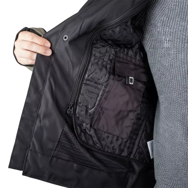 Túra motoros kabát W-TEC Karmal, levehető CE protektorok, Maxdura® 600-D szövet, vízálló klímamembrán, léghűtéses rendszer - fekete-olivazöld