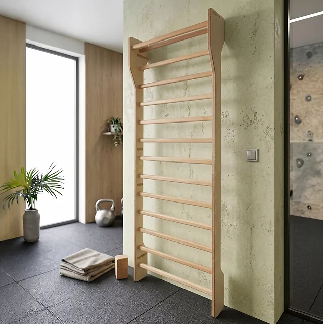 Bordásfal inSPORTline Shapemar 220x90 cm, nagyobb távolság a faltól, tömör bükkfa, 2 x lakkozott felület, tartozékok rögzítésének lehetősége