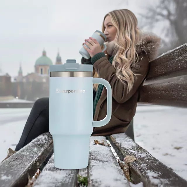 Termosz inSPORTline Natticino 470 ml, kettős zárórendszerrel ellátott csavaros kupak, duplafalú rozsdamentes acélszerkezet, keskeny alsó rész - kávé