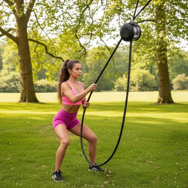 Végtelen kötél inSPORTline Endlesso Pro, 6 terhelési szint, folyamatos kötélmozgató rendszer, függesztőszíj, csavaros karabiner, max. terhelés 150 kg