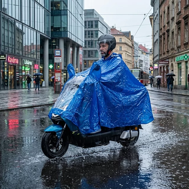 Esőkabát elektromos kerekesszékhez inSPORTline, strapabíró, átlátszó tükörborítás, átlátszó első rész