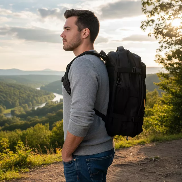 Utazó hátizsák inSPORTline Wingmate 33-50l, vízálló zseb, laptopzseb gyors hozzáféréssel, csatlakozókábel a powerbankhoz, 50 literes kapacitás