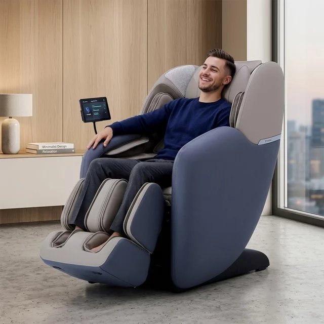 Masszázsfotel inSPORTline Modenico, kihúzható lábtartó, vezérlő LCDkijelzővel, 18 előre beállított program, Bluetooth hangszórók, Zero Gravity pozíció - bézs
