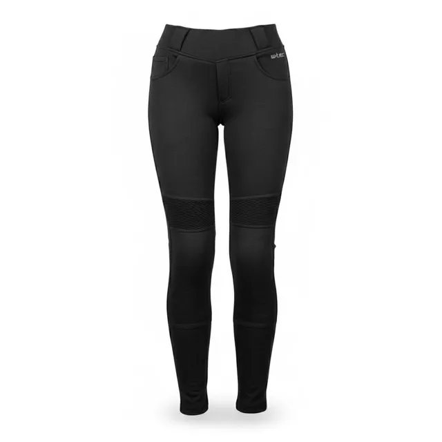 Női motoros leggings W-TEC Lukrecia Base, elasztikus, testhezálló szabás, sztreccs panelek, magas derékrész, W-TEC logó a zsebeken - fekete