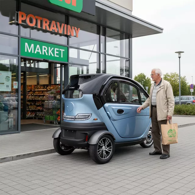 Elektromos robogó tetővel W-TEC Tukago - 45 km/h, tolatókamera 4"-os LCD kijelzővel, multimédiás Bluetooth, biztonsági övek, riasztórendszer - fekete
