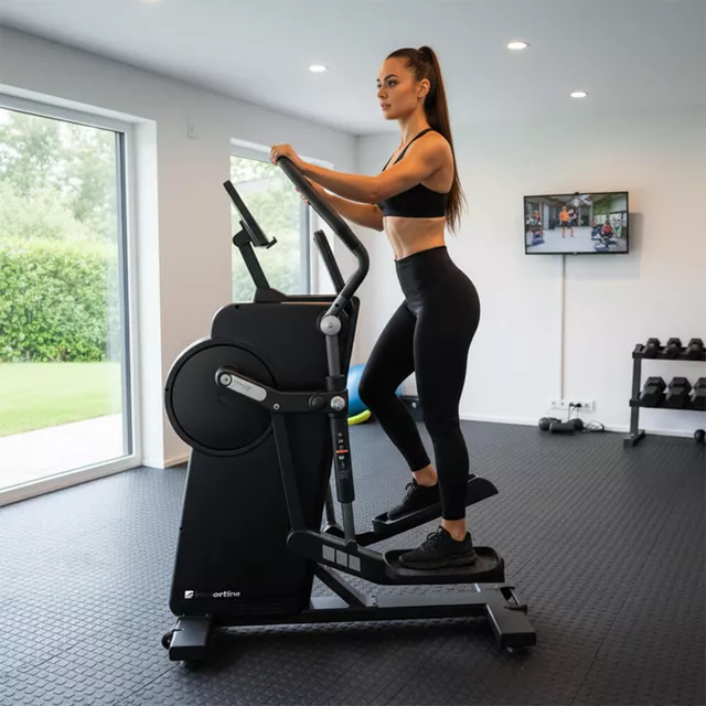 Ellipszis tréner inSPORTline ZenStride 1200, állítható lépéshossz, vezeték nélküli telefontöltés, bluetooth-kapcsolat, 10,1" TFT érintőképernyő