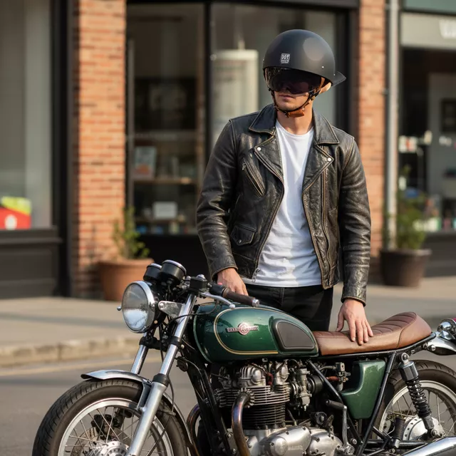 Retro nyitott sisak W-TEC Dazeck, kivehető belső bélés, eredeti formatervezés napellenzővel, állpánt, DOT FMVSS 218 számú tanúsítás