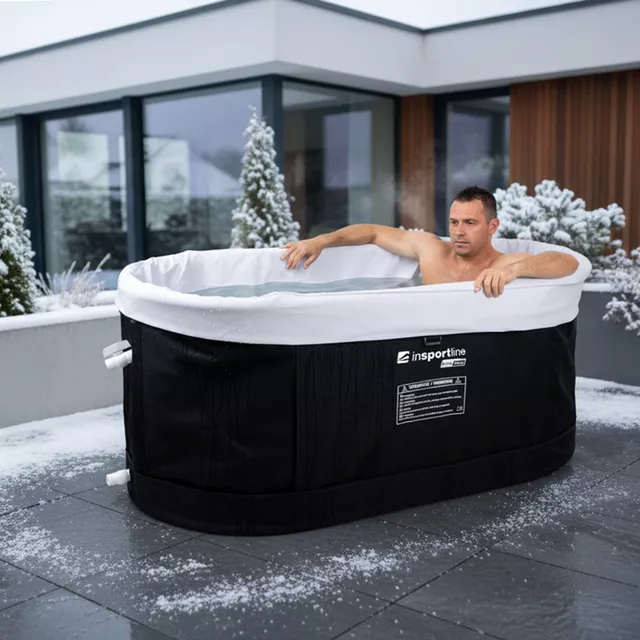 Hordozható edzőkád inSPORTline FrostPeace hőszabályozóval és gőzölőrendszerrel, ózon fertőtlenítés, jég és melegfürdő, alkalmazáshoz való csatlakozás