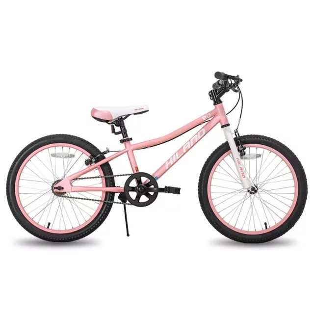 Junior hegyikerékpár Hiland Climber Rigid 20", 120-145 cm, masszív acél villa, egysebességes hajtás, magasságban állítható nyereg, praktikus sárvédők - rózsaszín