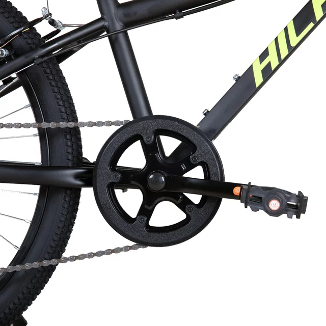 Junior hegyikerékpár Hiland Climber 24", 125-150 cm, sportnyereg, széles MTB-kormány, Shimano hátsó váltó, V-fékek, kettős falú alumínium felnik - fekete