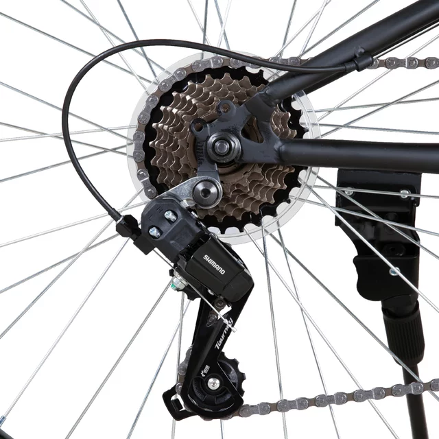 Junior hegyikerékpár Hiland Climber 24", 125-150 cm, sportnyereg, széles MTB-kormány, Shimano hátsó váltó, V-fékek, kettős falú alumínium felnik - fekete