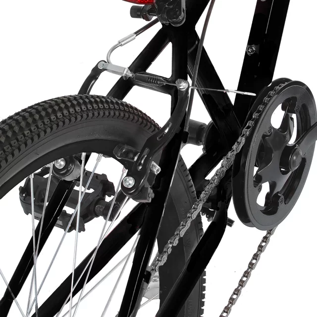 Junior hegyikerékpár Hiland Climber 24", 125-150 cm, sportnyereg, széles MTB-kormány, Shimano hátsó váltó, V-fékek, kettős falú alumínium felnik - fekete