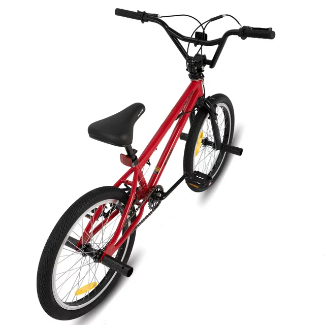 BMX kerékpár Hiland Redeem 20", 12,82 kg, ergonomikus nyereg, Hi-Ten acél alkatrészek,  U-fék rendszer, 20 × 2,125" méretű széles gumiabroncsok - piros