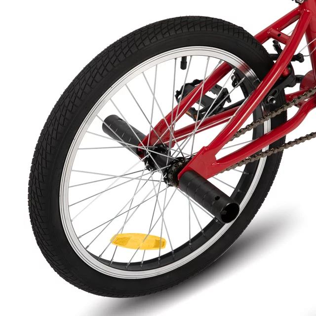 BMX kerékpár Hiland Redeem 20", 12,82 kg, ergonomikus nyereg, Hi-Ten acél alkatrészek,  U-fék rendszer, 20 × 2,125" méretű széles gumiabroncsok - piros
