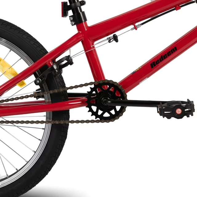 BMX kerékpár Hiland Redeem 20", 12,82 kg, ergonomikus nyereg, Hi-Ten acél alkatrészek,  U-fék rendszer, 20 × 2,125" méretű széles gumiabroncsok - piros