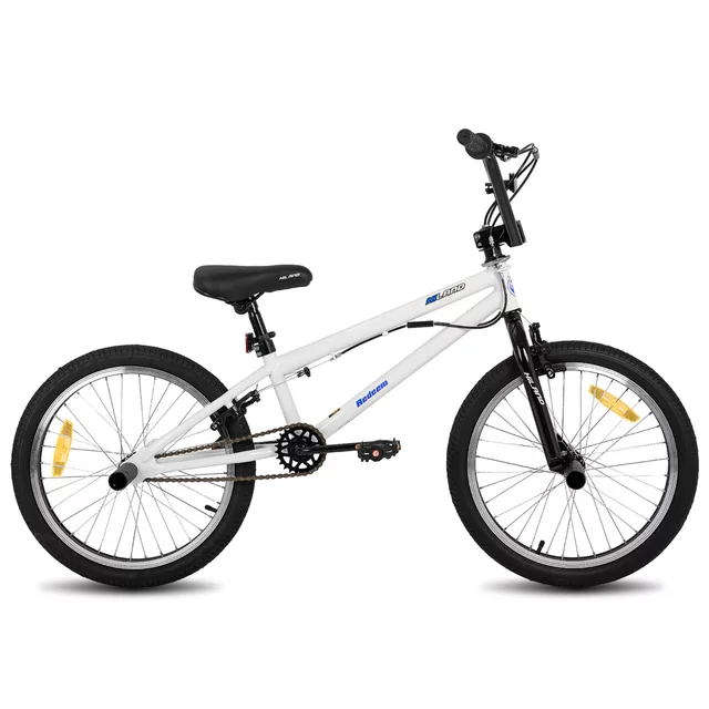 BMX kerékpár Hiland Redeem 20", 12,82 kg, ergonomikus nyereg, Hi-Ten acél alkatrészek,  U-fék rendszer, 20 × 2,125" méretű széles gumiabroncsok - piros - fehér