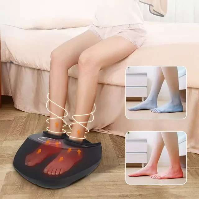 Lábmasszírozó inSPORTline Lunari, 3 masszázs időtartam, 3 rezgési mód, 2 fűtési szint, levehető cipzáras lábpárnák, távirányító, masszázs görgők