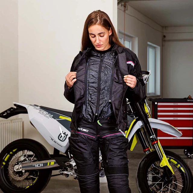 Női motoros kabát W-TEC Progair Lady - fekete-rózsaszín