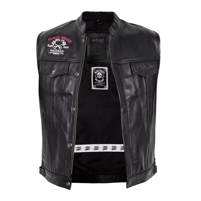 Motoros mellény W-TEC Black Heart Rumbler II, stílusos elemek, rugalmas anyag, oldalsó pántok patentokkal - fekete