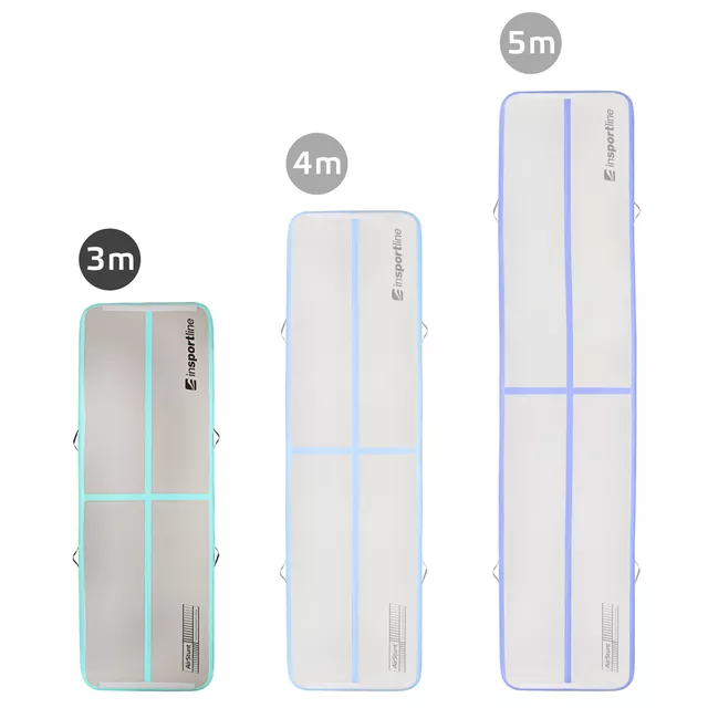 Airtrack elektromos pumpával inSPORTline Airstunt 300x100x10 cm, rugalmas anyag, Drop Stitch technológia, megerősített varratok